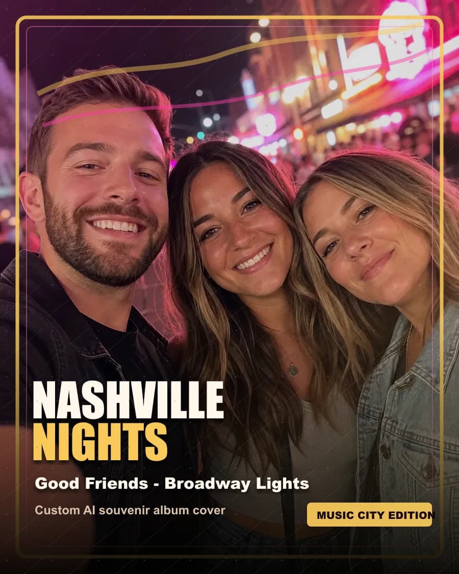 The same selfie transformed into a Nashville album cover